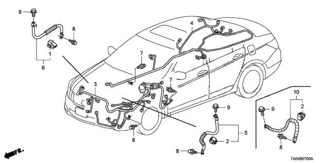 2009 Honda Accord Wire Harness, L. Cabin Diagram for 32120-TA0-A42