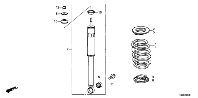 2012 Honda Civic Rubber, Rear Shock Absorber Mounting Diagram for 52631-TR0-A01