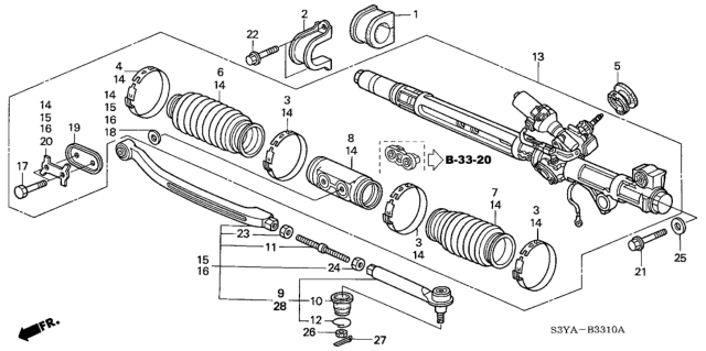 2006 Honda Insight End, Driver Side Tie Rod Diagram for 53542-S3Y-A00