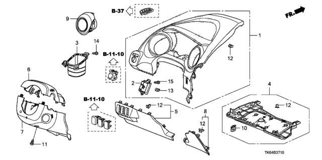 2011 Honda Fit Instrument Panel Garnish (Driver Side) Diagram
