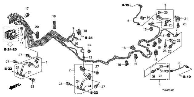 2009 Honda Fit Clip, Brake Pipe Diagram for 46395-TF0-G52