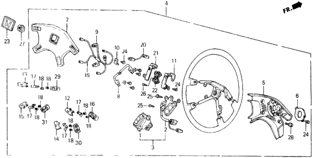 1989 Honda Accord Wheel, Steering (Black) Diagram for 78501-SE5-A92ZA