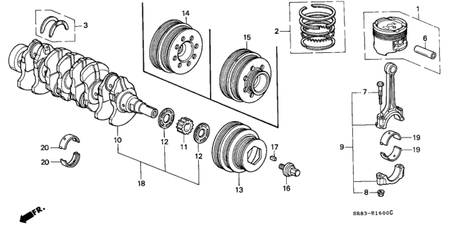 1995 Honda Civic Piston - Crankshaft Diagram