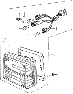 1983 Honda Civic Taillight Assy., R. Diagram for 33500-SA0-665