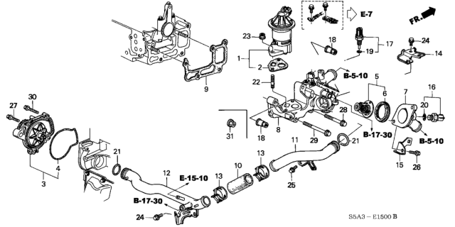 2002 Honda Civic Gasket, FR. Water Passage (Ishino Gasket) Diagram for 19411-PLC-003