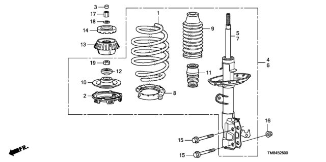 2010 Honda Insight Shock Absorber Unit, Right Front Diagram for 51611-TM8-A03