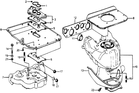 1977 Honda Accord Carburetor Insulator  - Manifold Diagram