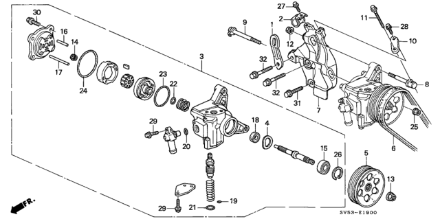 1997 Honda Accord P.S. Pump - Bracket Diagram