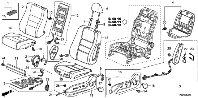 2012 Honda Accord Headrest Assy., FR. *YR327L* (PEARL IVORY) Diagram for 81140-TA5-A03ZC