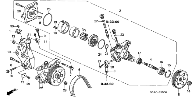 2005 Honda Civic P.S. Pump - Bracket Diagram