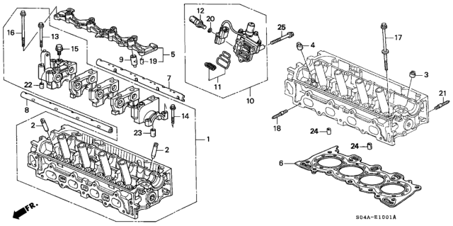 1999 Honda Civic Cylinder Head Assembly Diagram for 12100-PDN-A00