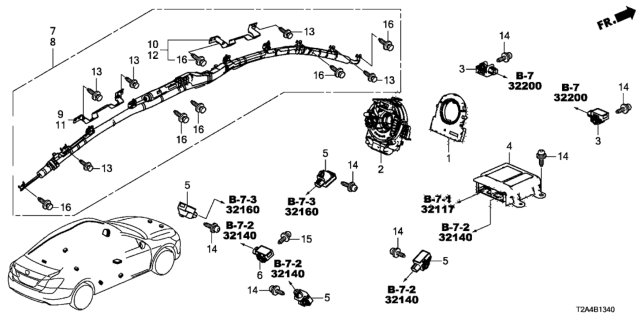 2013 Honda Accord Bracket L,RR Grab Ra Diagram for 83292-T2A-A00
