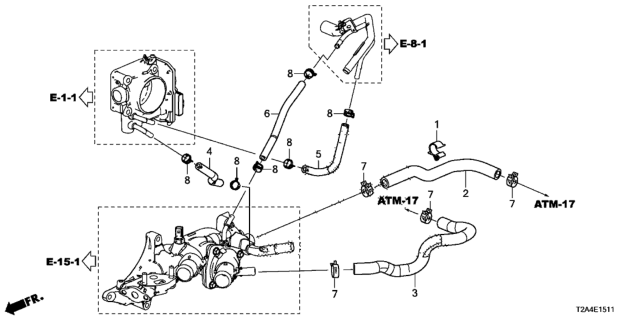 2014 Honda Accord Water Hose (V6) Diagram