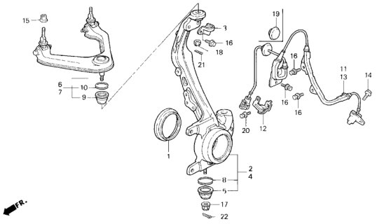 1993 Honda Prelude Ring, Front Knuckle Diagram for 44348-SS0-000