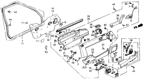 1989 Honda Accord Switch Assembly, Right Front Power Window (Off Black) Diagram for 35760-SE0-X01ZC