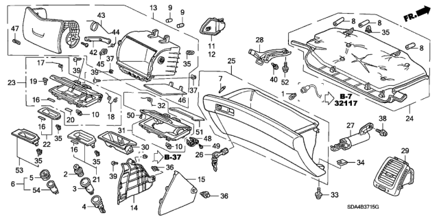 2003 Honda Accord Instrument Panel Garnish (Passenger Side) Diagram