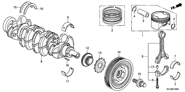 2011 Honda Element Piston - Crankshaft Diagram