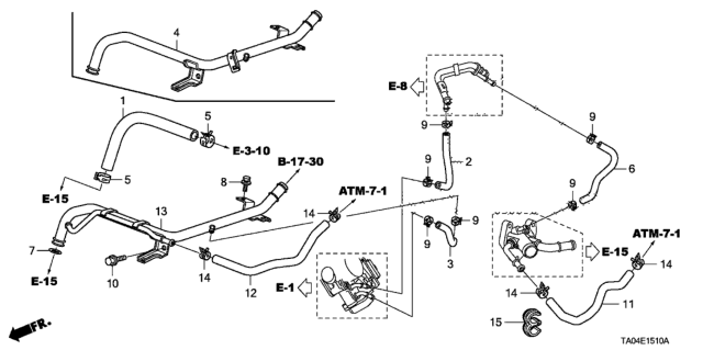 2008 Honda Accord Pipe, Heater Diagram for 19510-R40-A50