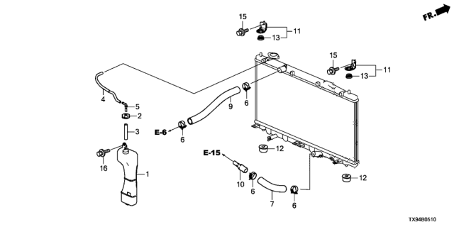 2014 Honda Fit EV Pipe, Radiator Diagram for 1J451-RDC-A00