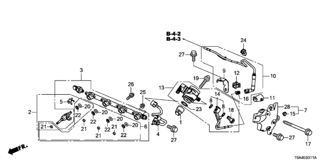 2015 Honda CR-V Set, Fuel Pipe Complete Diagram for 16011-5LA-305