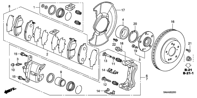 2009 Honda Civic Caliper Sub-Assembly, Right Front Diagram for 45018-SNA-A60
