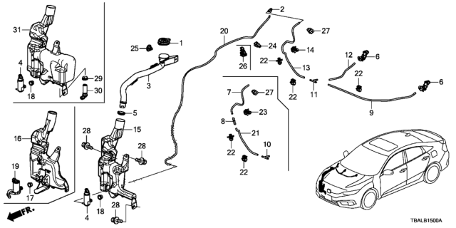 2020 Honda Civic Clip, Washer Tube (7MM) Diagram for 90652-TAA-003