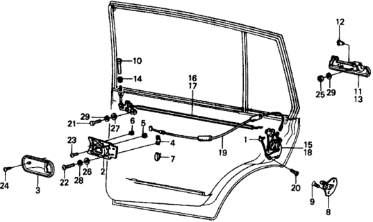 1977 Honda Civic Cable, RR. Inside Handle Diagram for 76525-659-000