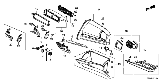 2016 Honda Fit Instrument Panel Garnish (Passenger Side) Diagram