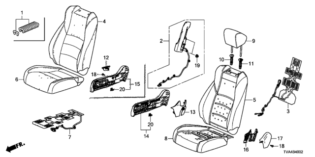 2021 Honda Accord Heater, Right Front Seat Cushion Diagram for 81134-TVA-A61