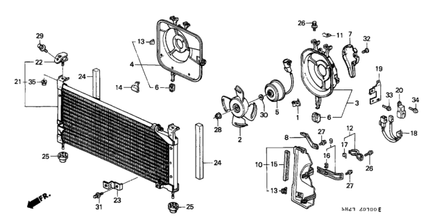 1988 Honda CRX Motor, Cooling Fan Diagram for 38616-PM5-A02
