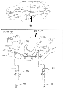 1994 Honda Passport Bracket, Seat Belt Anchor Diagram for 8-94473-965-3