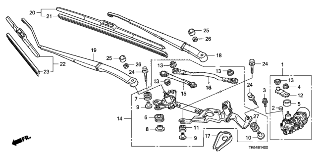 2012 Honda Fit Washer, Pivot Diagram for 76561-TF0-E01