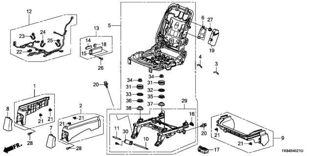 2011 Honda Odyssey Front Seat Components (Right) (Power Seat) Diagram