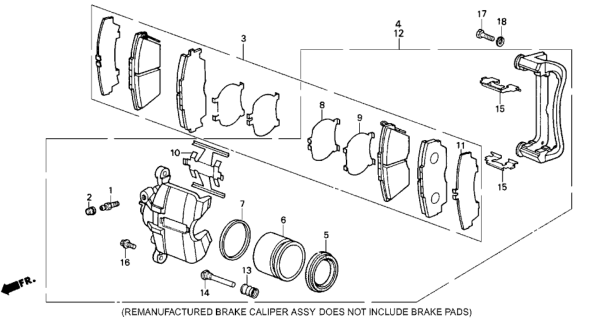 1989 Honda Accord Caliper Assembly, Passenger Side (17Cl-14Vn) (Nissin) Diagram for 45210-SD4-674