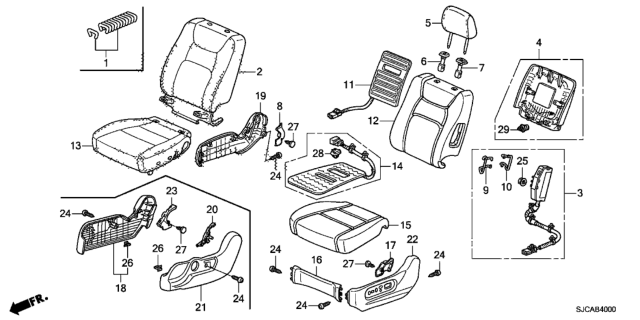 2014 Honda Ridgeline Front Seat (Driver Side) Diagram
