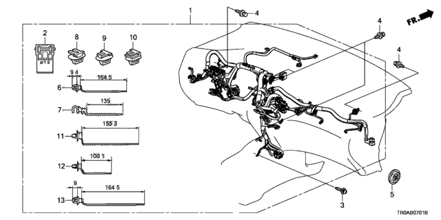 2013 Honda Civic Wire Harness, Instrument Diagram for 32117-TR0-A01