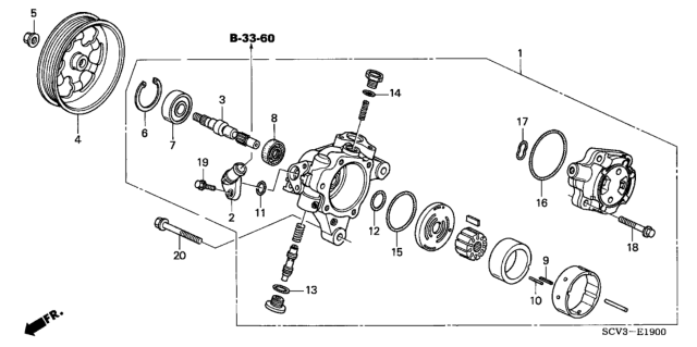 2004 Honda Element Pump Sub-Assembly, Power Steering Diagram for 56110-PZD-A01