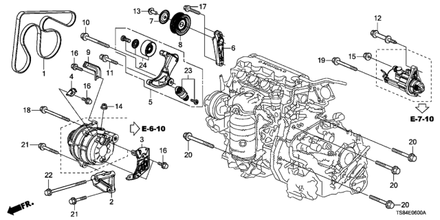 2012 Honda Civic Alternator Bracket (1.8L) Diagram