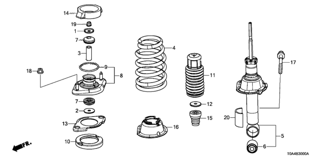2012 Honda CR-V Rubber, Rear Spring Mounting Diagram for 52686-S5A-004