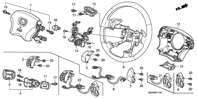 2004 Honda Accord Switch Assembly, Automatic Cruise Set (Dummy) Diagram for 36770-SDA-A51