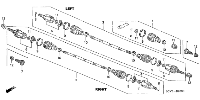 2003 Honda Element Joint, Outboard Diagram for 42330-SCW-305