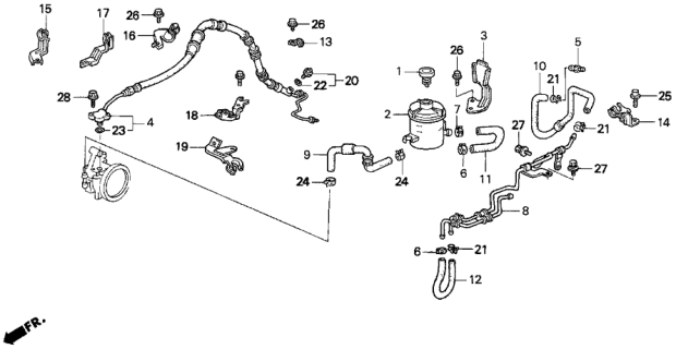 1996 Honda Del Sol Tube, Power Steering Oil Tank Diagram for 53733-SR3-951