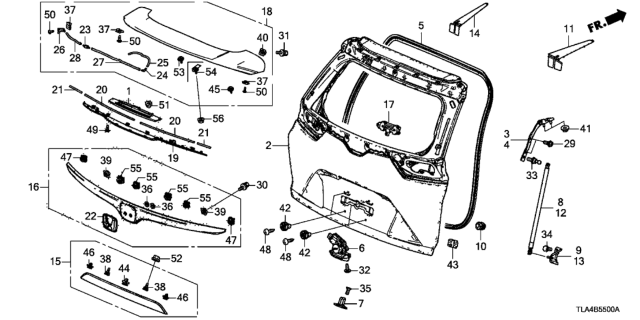 2019 Honda CR-V Stay Assembly, Driver Side Tailgate Open Diagram for 74870-TLA-A01