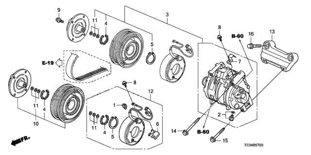 2011 Honda Accord A/C Compressor Diagram