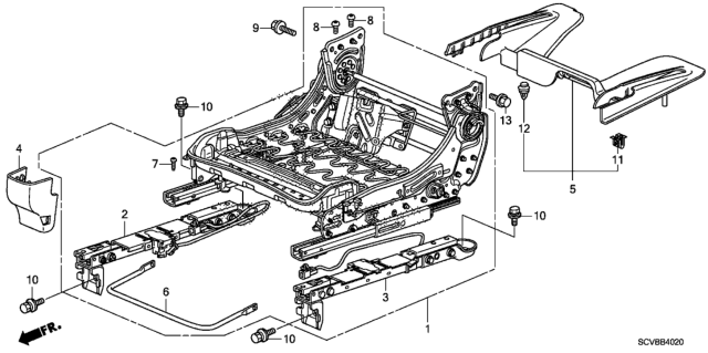 2011 Honda Element Front Seat Components (Passenger Side) Diagram