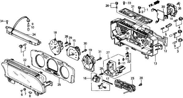 1989 Honda Prelude Tachometer Assembly Diagram for 78125-SF1-A21