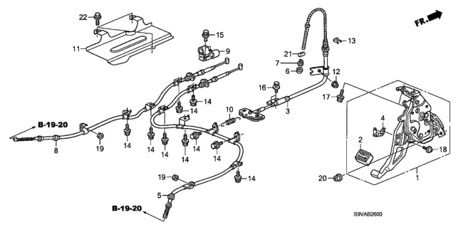 2008 Honda Pilot Wire B, Passenger Side Parking Brake Diagram for 47520-S9V-A02