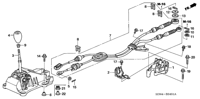 2003 Honda Accord Lever Sub-Assy., Change Diagram for 54100-SDP-A01