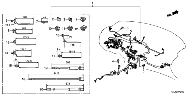2015 Honda Accord Wire Harness, Instrument Diagram for 32117-T3M-A22
