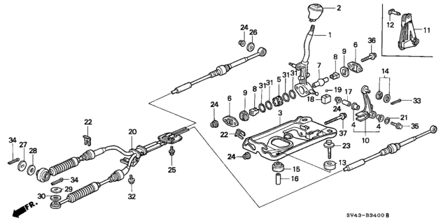 1994 Honda Accord Pivot, Change Lever Diagram for 54112-SM4-010